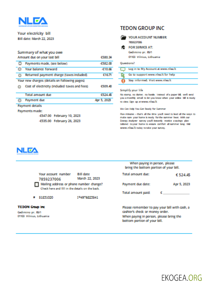 Projet de loi sur les services publics de l'Association nationale lituanienne de l'énergie, SCR